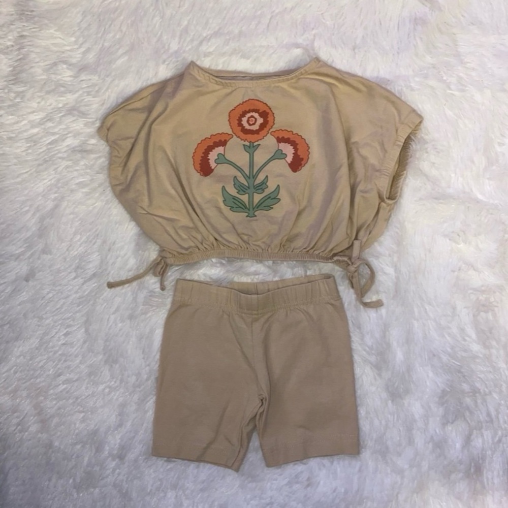 Organic cotton girls size 18 months outfit short sleeve shirt shorts matching